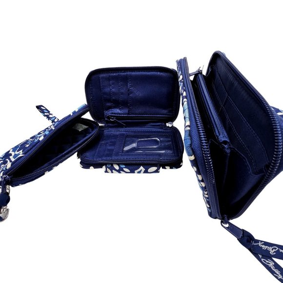 Vera Bradley Blue Petal Splash 5pc Glenna Bag, Wristlets, Wallets, Sunglass Case - Picture 10 of 16